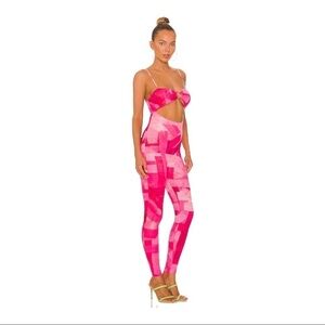 NEW Farai London Pink Stretch Jumpsuit Revolve Cleo in Electric Orchid Pink L